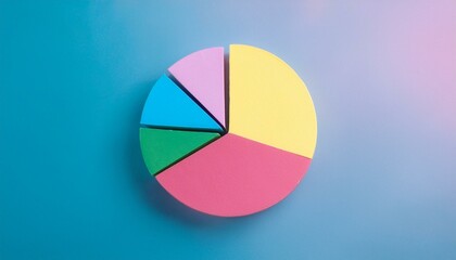 Obraz premium Pie chart with different colors representing market share, with each sector shown proportionately in size