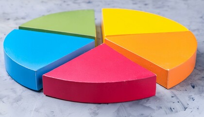 Obraz premium Pie chart with different colors representing market share, with each sector shown proportionately in size