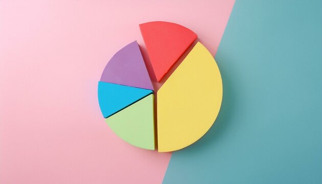 Pie chart with different colors representing market share, with each sector shown proportionately in size