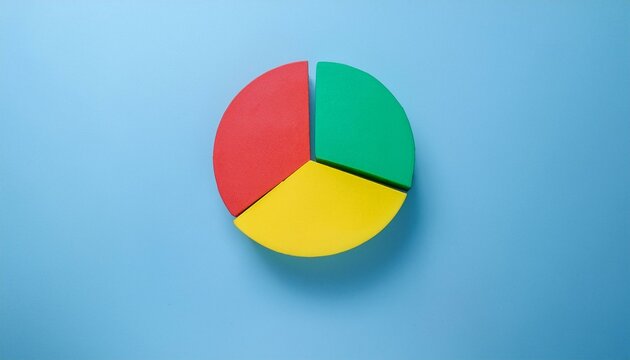 Pie chart with different colors representing market share, with each sector shown proportionately in size