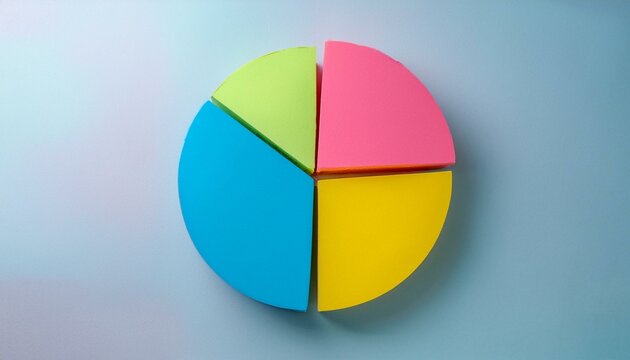 Pie chart with different colors representing market share, with each sector shown proportionately in size