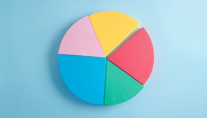 Pie chart with different colors representing market share, with each sector shown proportionately in size
