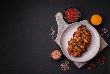 Grilled chicken fillet with garlic sauce, hot pepper