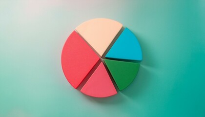 Obraz premium Pie chart with different colors representing market share, with each sector shown proportionately in size