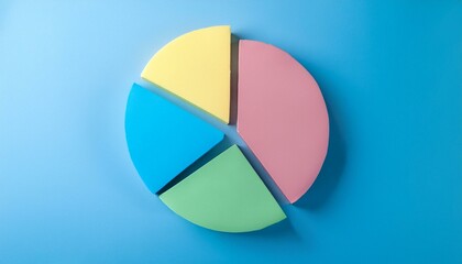 Obraz premium Pie chart with different colors representing market share, with each sector shown proportionately in size