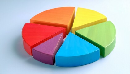 Obraz premium Pie chart with different colors representing market share, with each sector shown proportionately in size