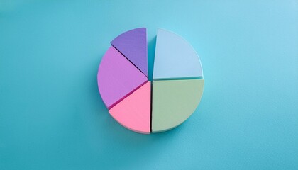 Obraz premium Pie chart with different colors representing market share, with each sector shown proportionately in size