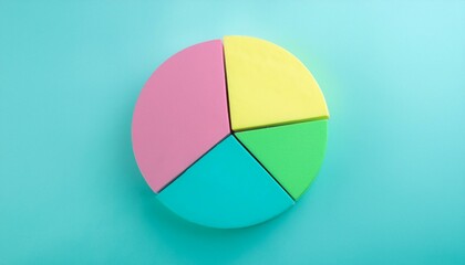 Fototapeta premium Pie chart with different colors representing market share, with each sector shown proportionately in size