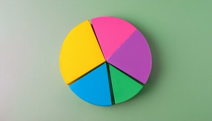 Obraz premium Pie chart with different colors representing market share, with each sector shown proportionately in size