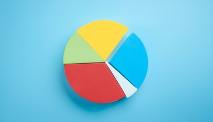 Fototapeta premium Pie chart with different colors representing market share, with each sector shown proportionately in size