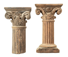 Exquisite Antique Wooden Columns, Architectural Elegance , isolated on white background PNG