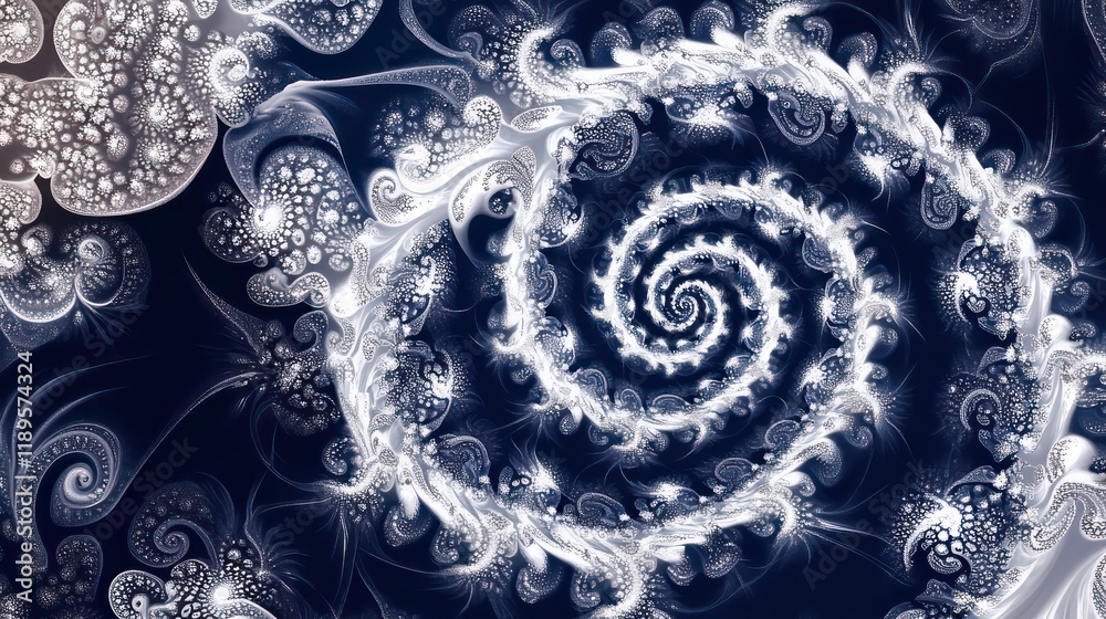 Aufkleber abstract swirling fractal art in shades of blue and white, featuring intricate spiral patterns and o