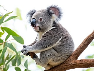 a koala sits on a branch