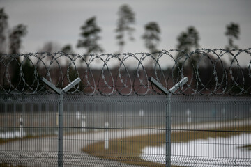 Perimeter fence crossing security for intruders to not cross its limitations. Safety of property...