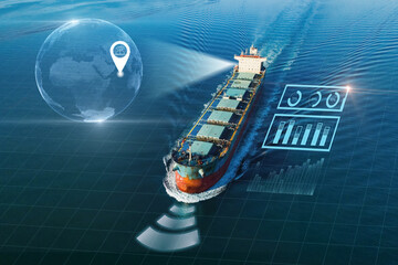 AI Logistic and transportation technology Cargo dry bulk ship in sea