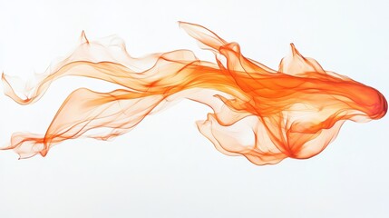 abstract flowing orange fabric against a white background