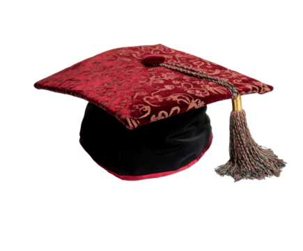 Exquisite Embroidered Graduation Cap: A Symbol of Academic Achievement , isolated on white background PNG