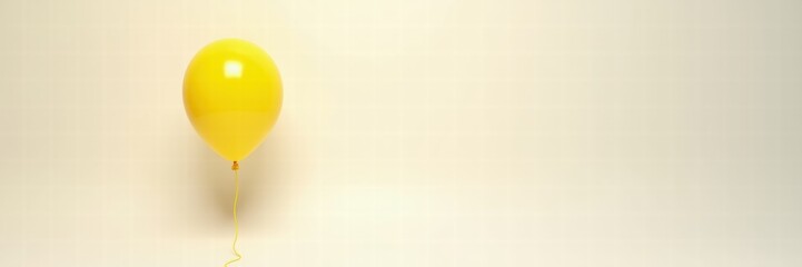 A vibrant yellow balloon floating against a soft beige backdrop, perfect for celebrations, kids' parties, and creative projects.