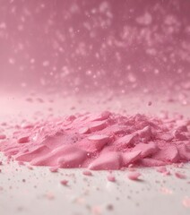 Pastel pink glitter dust scattered on a smooth surface, decorative pattern , abstract glitter pink background