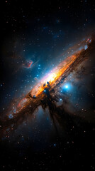 Fototapeta premium Hyper-detailed view of a vibrant galactic nebula, glowing stars, and cosmic clouds, showcasing the beauty of deep space. Perfect for sci-fi, astronomy projects, or educational visuals