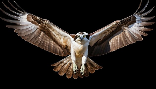 an osprey pandion haliaetus in flight in various positions raptor nature themed photorealistic illustrations in a cutout and isolated generative ai