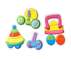 Colorful and Engaging Educational Toys for Kids , isolated on white background PNG