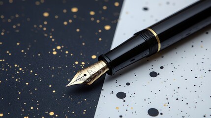 Black fountain pen on artistic paper.