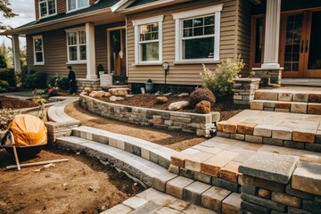 Front Yard Makeover with New Walkway and Retaining Wall