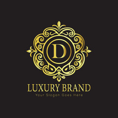 Obraz premium Letter Luxury brand logo design with a royal gold crown emblem and elegant typography 