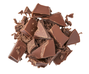 A Luxurious Heap of Broken Dark Chocolate Pieces, Ready to Indulge Your Sweetest Cravings , isolated on white background PNG