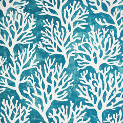 vibrant pattern of white sea coral on teal background creates stunning visual effect, perfect for coastal themed decor or artistic projects