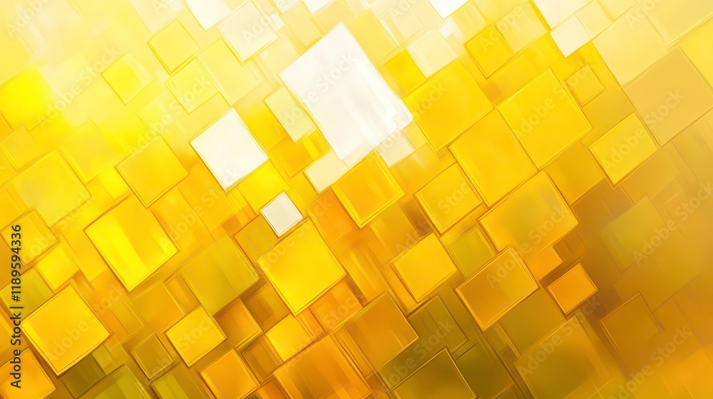 Poster abstract background with yellow and white squares.