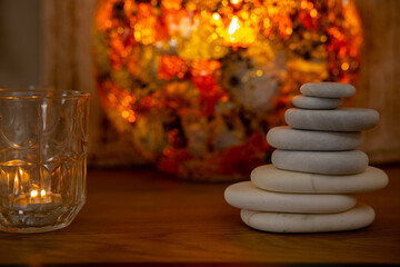 Beautiful and Serene Stacked Stones Combined with the Soothing Effects of Candlelight Ambience