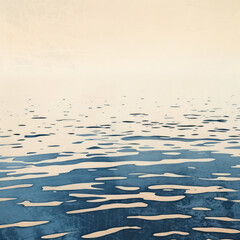 Fototapeta premium Tranquil water surface with gentle ripples reflecting soft colors, creating serene atmosphere. Ideal for relaxation and meditation themes