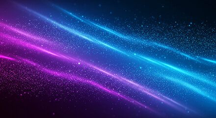 Fototapeta premium Abstract Purple and Blue Glowing Light Streaks with Sparkling Particles Background