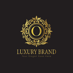 Fototapeta premium Luxury Ornate Letter Logo with Floral Frame 
