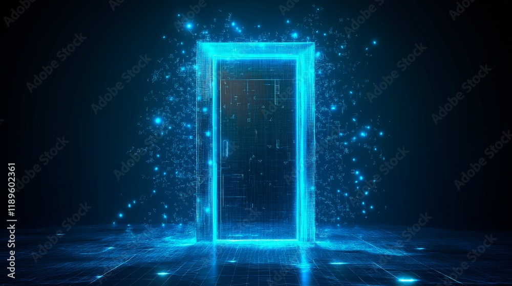 Wall mural abstract background with glowing lines and dots