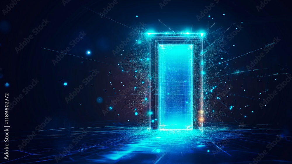 Wall mural abstract background with glowing lines and dots