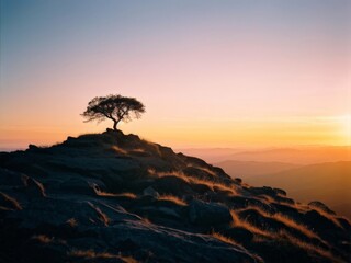 beautiful sunset in the mountains.