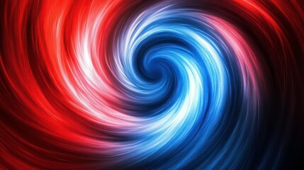 Abstract swirling vortex of red and blue light.