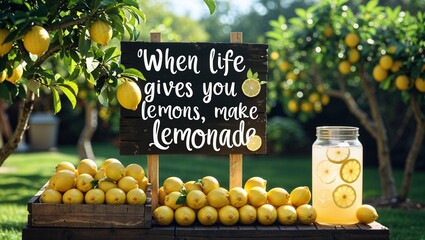Lemon trees glow in the summer sun, fresh and bright, When life gives you lemons, make lemonade