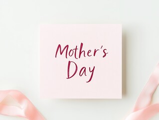 Mother's Day Greeting Card with Pink Envelope and Ribbon on Light Pink Background 12