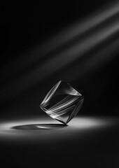 Fototapeta premium Black and white photograph of a diamond. the diamond is in the center of the image, with its facets reflecting the light.