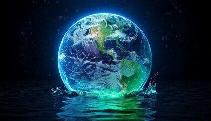 Obraz premium Generated image : la Terre dans l'eau