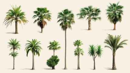Fototapeta premium Collection of Diverse Palm Trees: A Tropical Paradise