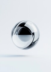 3d rendering of a spherical object. it appears to be made of transparent glass or a similar material. the object is in the center of the image and is slightly tilted to the left.