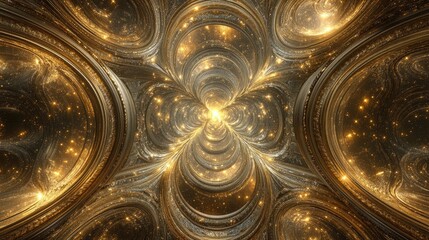 Abstract Golden Swirl with Cosmic Patterns - Perfect for Digital Art or Backgrounds.