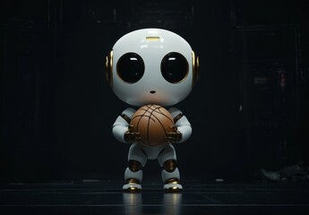 3d render of a robot in black and white