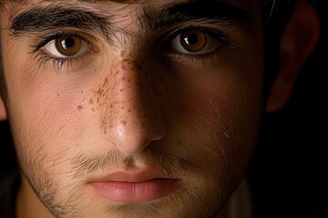 A man with a beard and brown eyes