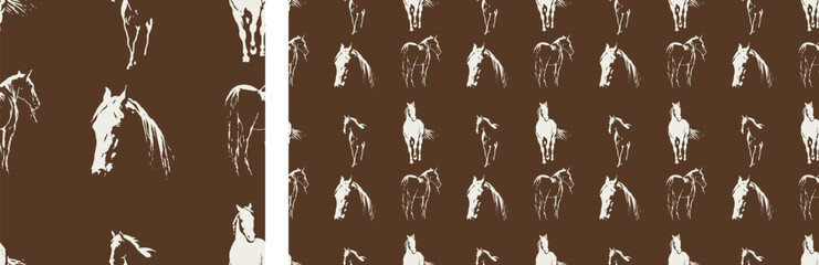 Horse Vintage Western Animal West Seamless Pattern Vector Illustration